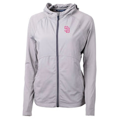 San Diego Padres Cutter & Buck Women's City Connect Adapt Eco Knit Hybrid Recycled Full-Zip Hoodie - Gray