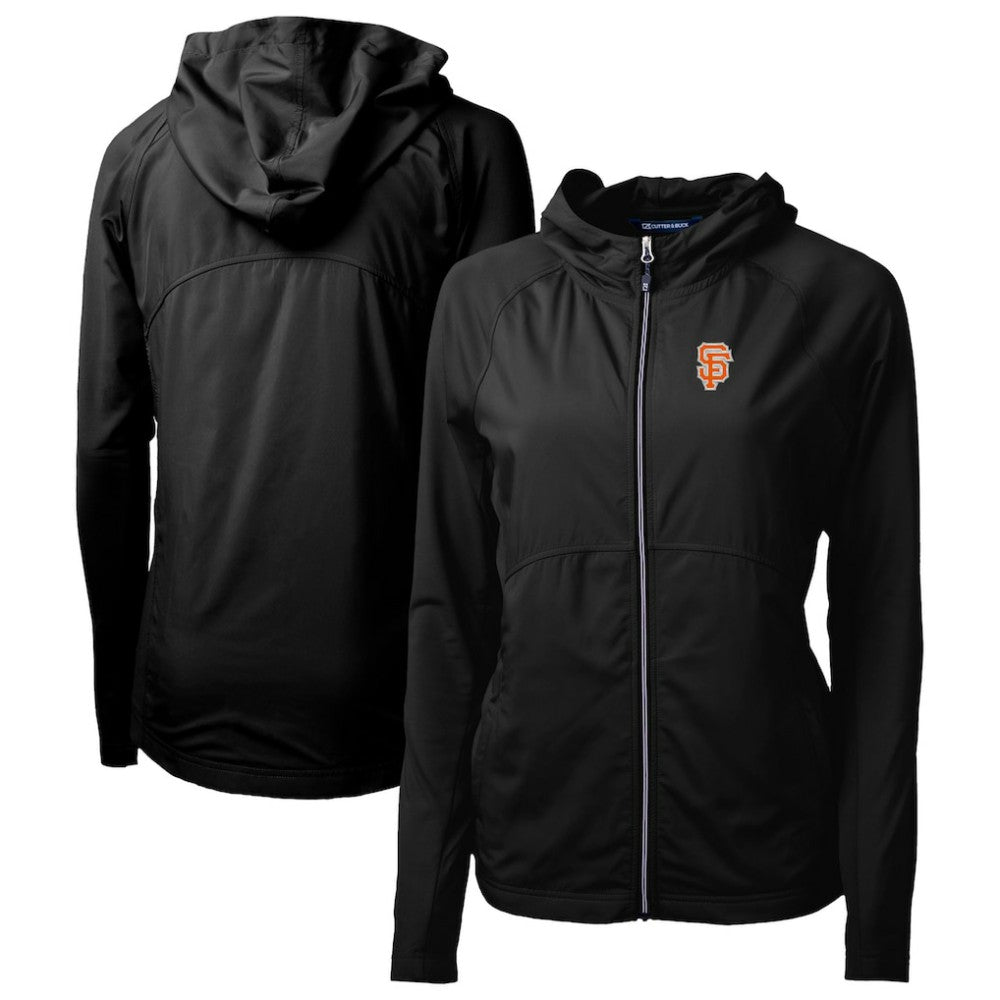 San Francisco Giants Cutter & Buck Women's City Connect Adapt Eco Knit Hybrid Recycled Full-Zip Hoodie - Black