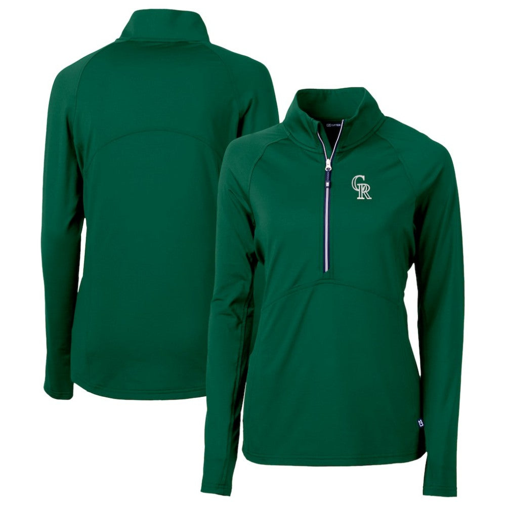 Colorado Rockies Cutter & Buck Women's City Connect Adapt Eco Knit Recycled Half-Zip Pullover Top - Hunter Green