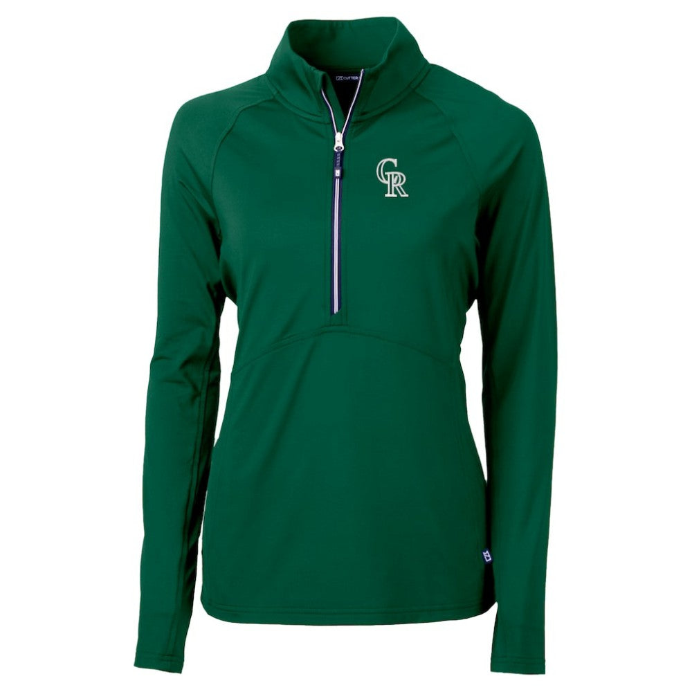 Colorado Rockies Cutter & Buck Women's City Connect Adapt Eco Knit Recycled Half-Zip Pullover Top - Hunter Green