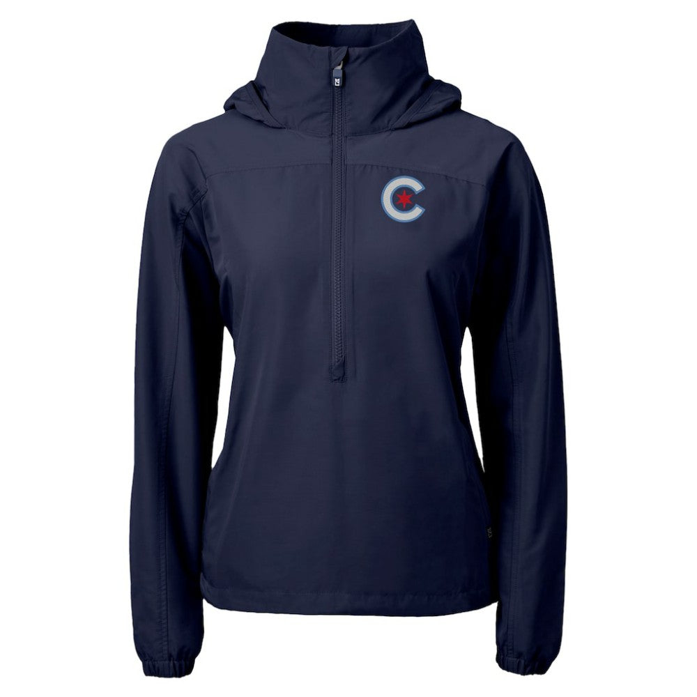 Chicago Cubs Cutter & Buck Women's City Connect Charter Eco Recycled Half-Zip Anorak Jacket - Navy