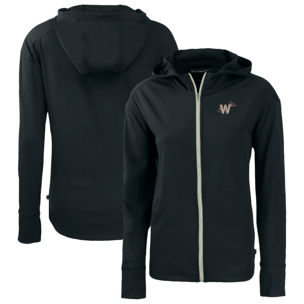Washington Nationals Cutter & Buck Women's City Connect Daybreak Eco Recycled Full-Zip Hoodie - Black