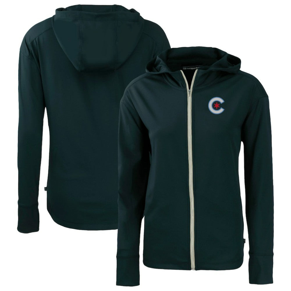 Chicago Cubs Cutter & Buck Women's City Connect Daybreak Eco Recycled Full-Zip Hoodie - Navy