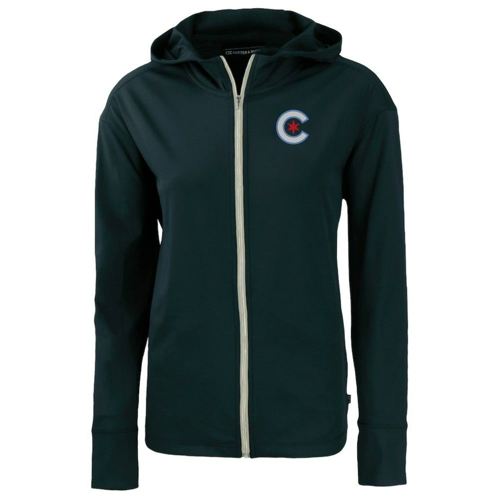 Chicago Cubs Cutter & Buck Women's City Connect Daybreak Eco Recycled Full-Zip Hoodie - Navy
