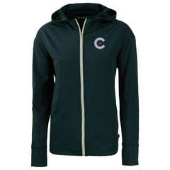 Chicago Cubs Cutter & Buck Women's City Connect Daybreak Eco Recycled Full-Zip Hoodie - Navy