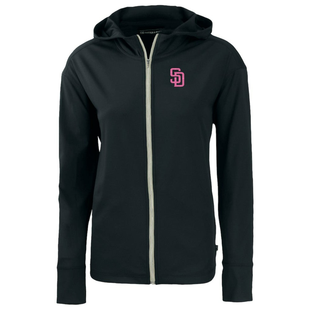 San Diego Padres Cutter & Buck Women's City Connect Daybreak Eco Recycled Full-Zip Hoodie - Black