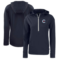 Chicago Cubs Cutter & Buck Women's City Connect Daybreak Eco Recycled Half-Zip Hoodie - Navy