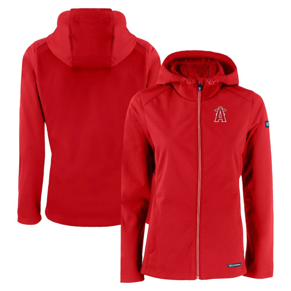 Los Angeles Angels Cutter & Buck Women's City Connect Evoke Eco Softshell Recycled Full-Zip Hoodie Jacket - Red
