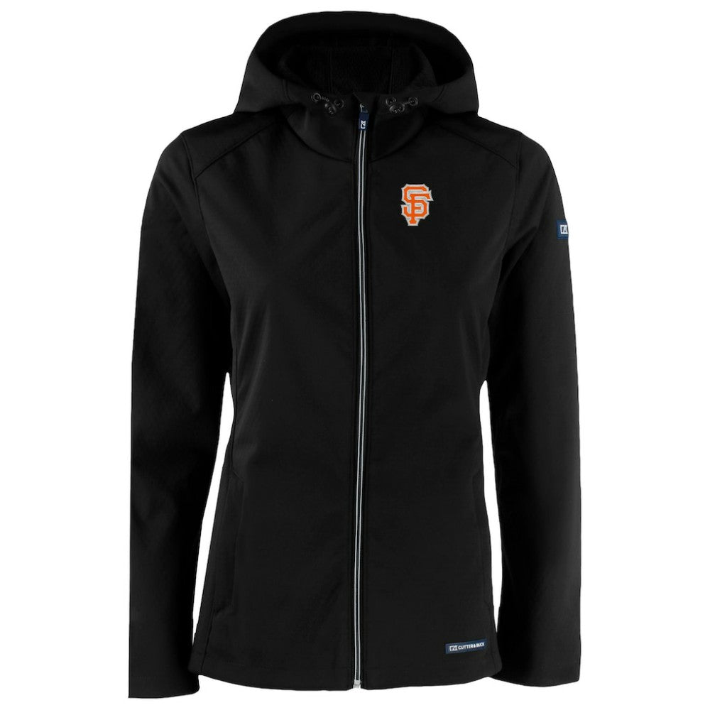 San Francisco Giants Cutter & Buck Women's City Connect Evoke Eco Softshell Recycled Full-Zip Hoodie Jacket - Black