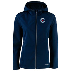 Chicago Cubs Cutter & Buck Women's City Connect Evoke Eco Softshell Recycled Full-Zip Hoodie Jacket - Navy