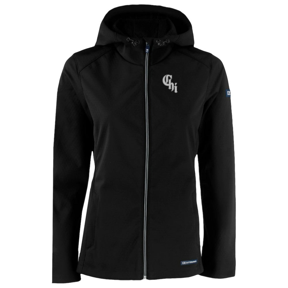 Chicago White Sox Cutter & Buck Women's City Connect Evoke Eco Softshell Recycled Full-Zip Hoodie Jacket - Black