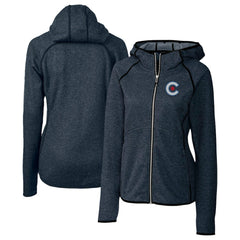 Chicago Cubs Cutter & Buck Women's City Connect Mainsail Full-Zip Hooded Jacket - Heather Navy