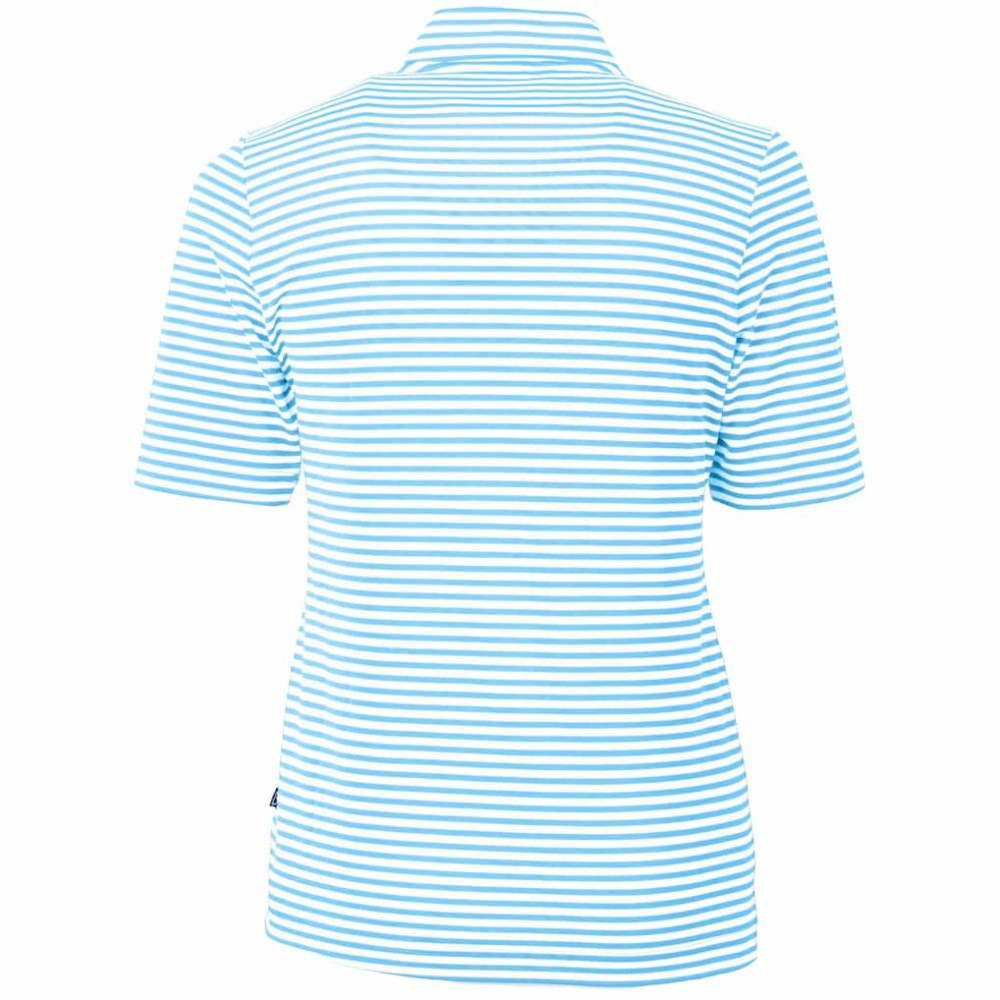 Chicago Cubs Cutter & Buck Women's City Connect Virtue Eco Pique Stripe Recycled Top - Powder Blue