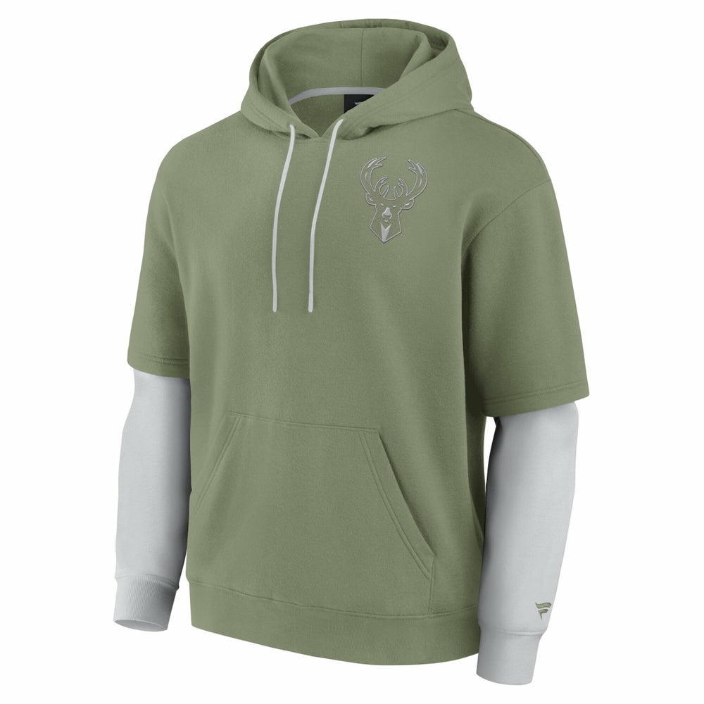 Milwaukee Bucks Elements Sleek Pullover Hoodie - Olive | Fanatics shop