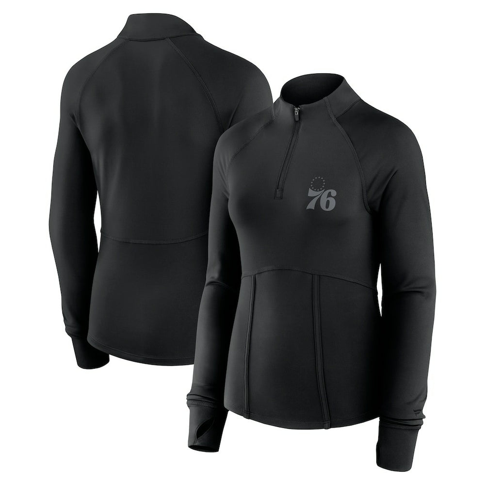 Philadelphia 76ers Women's Elements Match Raglan Quarter-Zip Top - Black | Fanatics online