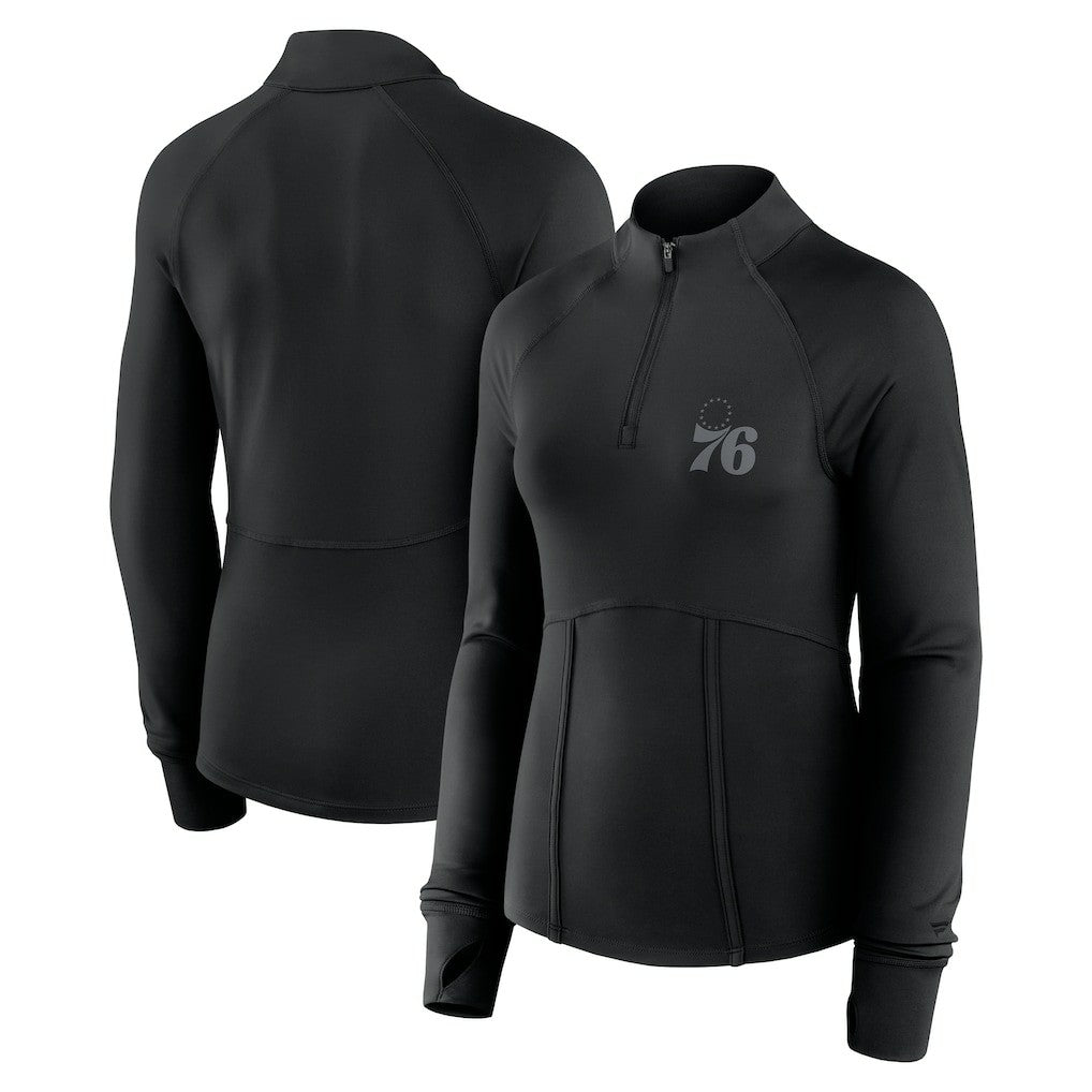 Philadelphia 76ers Women's Elements Match Raglan Quarter-Zip Top - Black | Fanatics online