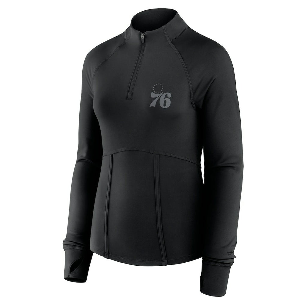 Philadelphia 76ers Women's Elements Match Raglan Quarter-Zip Top - Black | Fanatics online