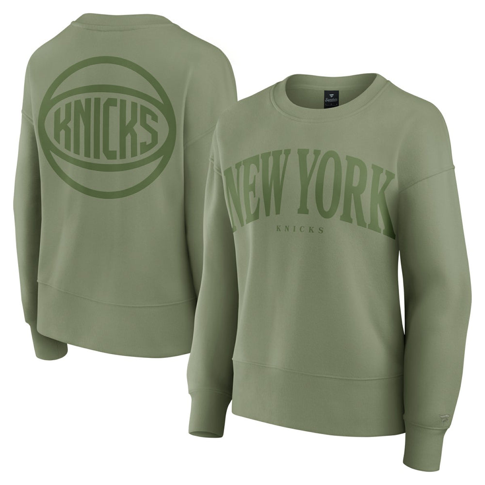 New York Knicks Women's Elements Flow Pullover Sweatshirt - Olive | Fanatics outlet