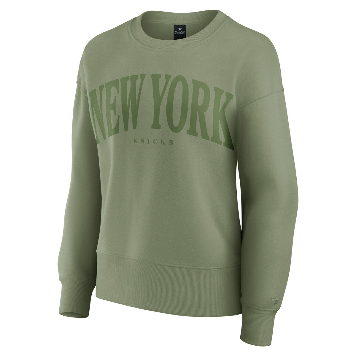 New York Knicks Women's Elements Flow Pullover Sweatshirt - Olive | Fanatics outlet
