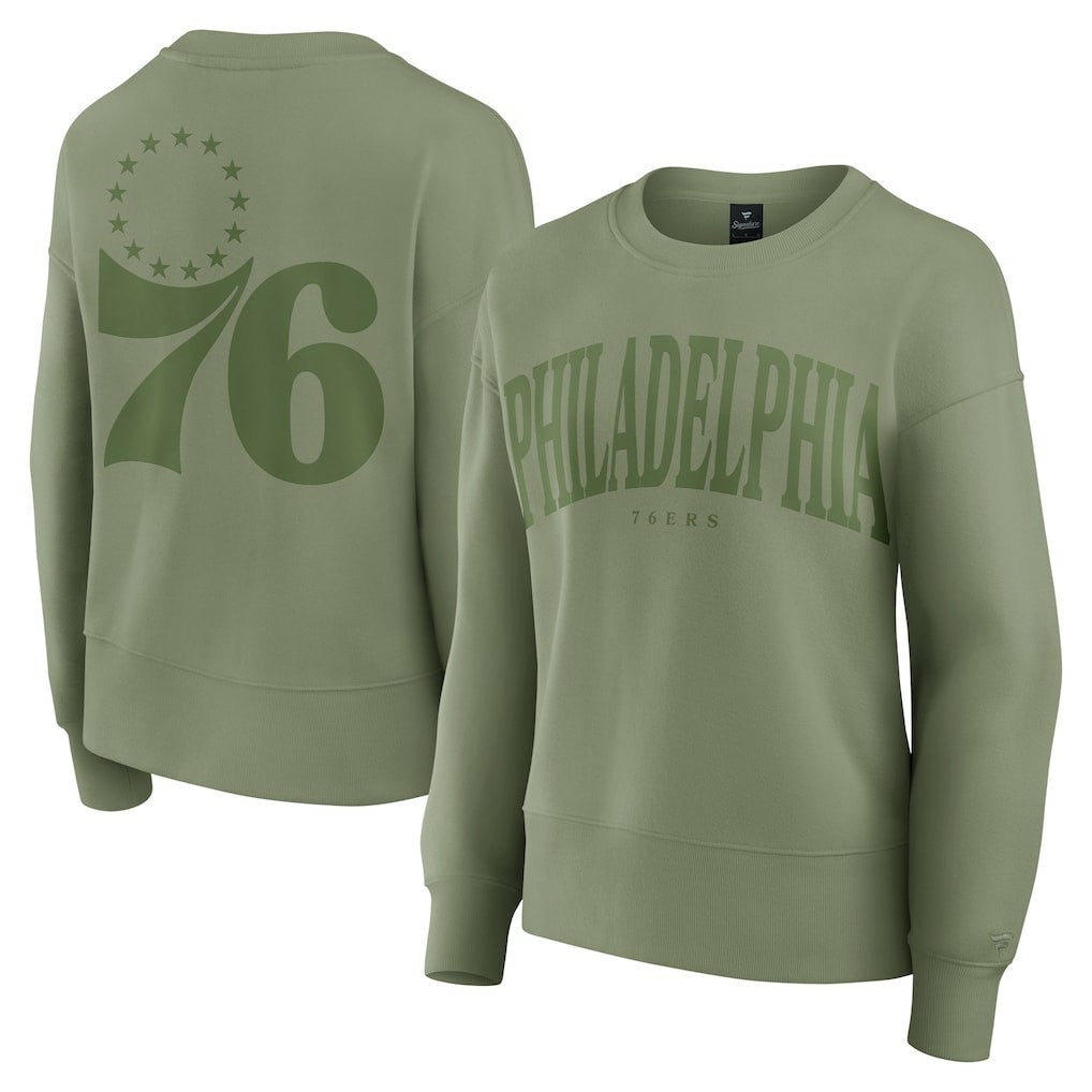 Philadelphia 76ers Women's Elements Flow Pullover Sweatshirt - Olive | Fanatics outlet