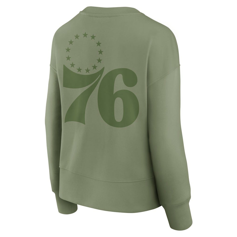 Philadelphia 76ers Women's Elements Flow Pullover Sweatshirt - Olive | Fanatics outlet