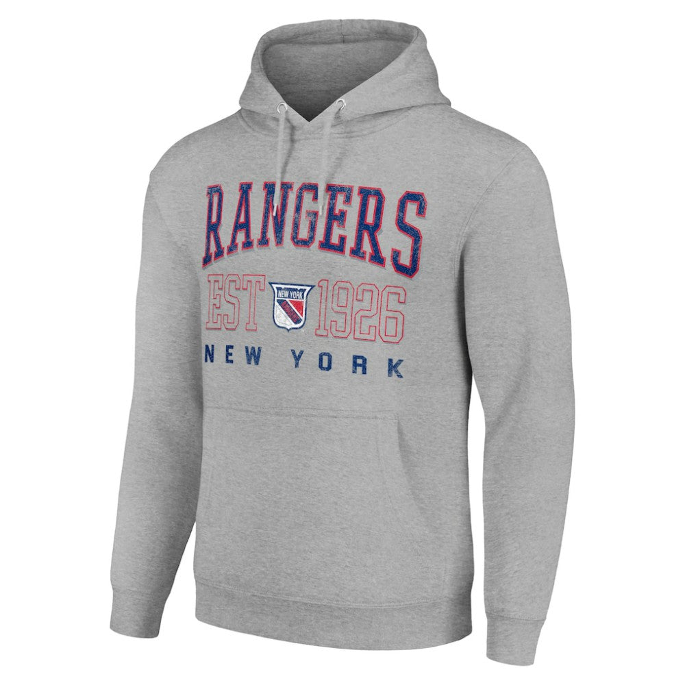 New York Rangers Starter Retro Graphic Pullover Hoodie Heather Gray