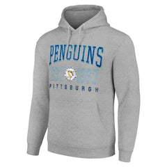 Pittsburgh Penguins Starter Retro Graphic Pullover Hoodie Heather Gray