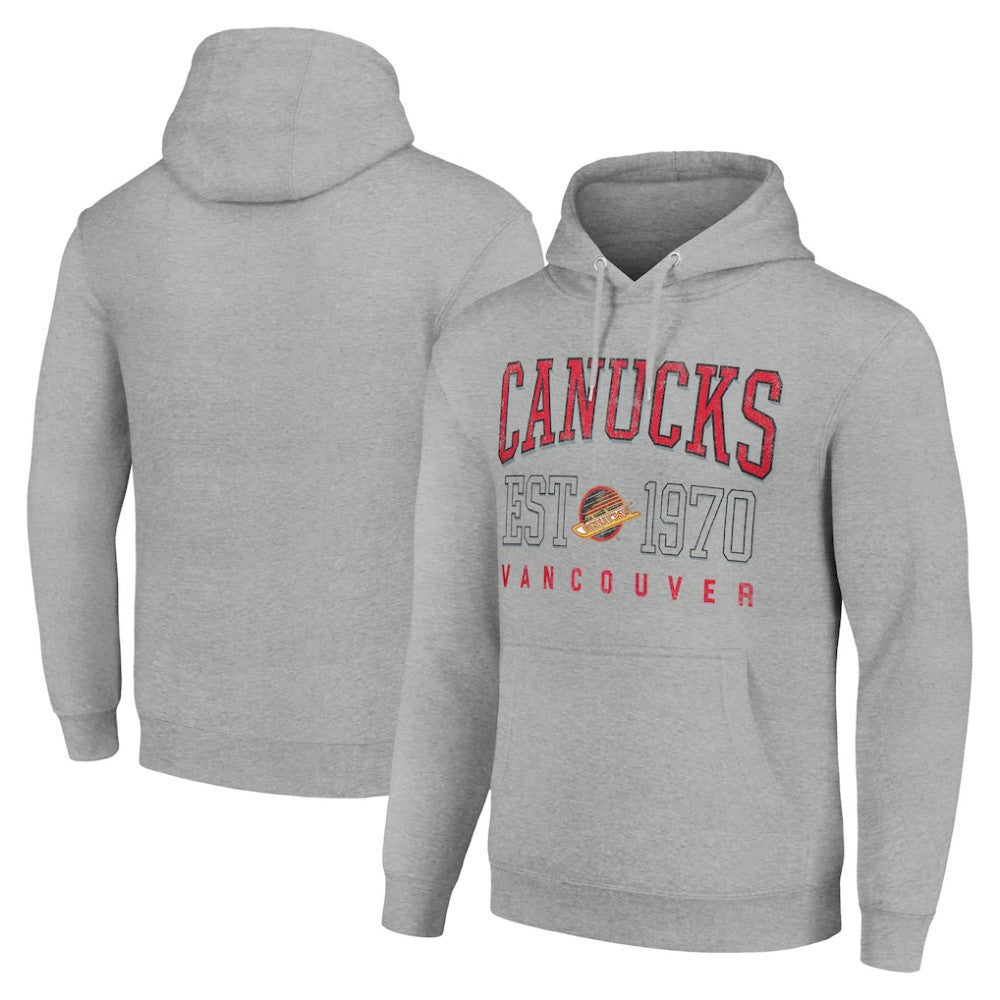 Vancouver Canucks Starter Retro Graphic Pullover Hoodie Heather Gray