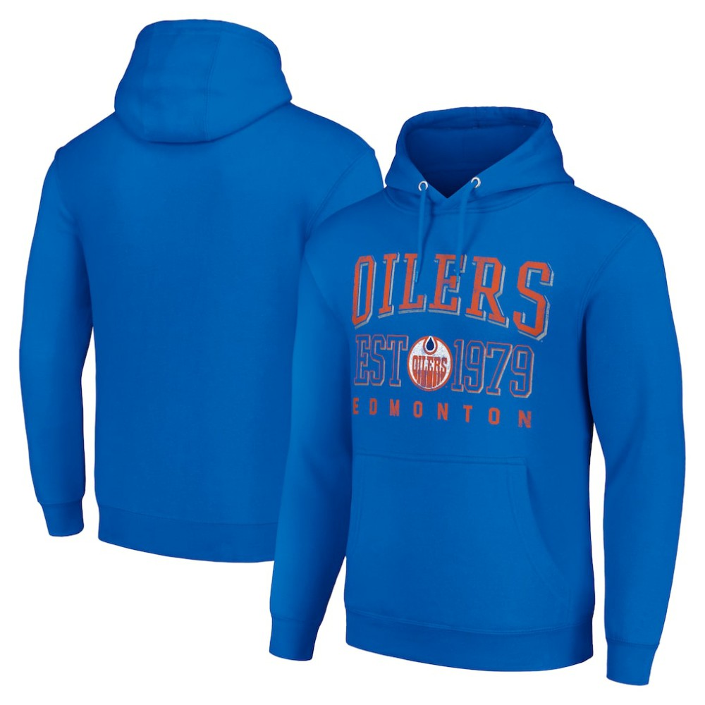 Edmonton Oilers Starter Retro Graphic Pullover Hoodie Royal