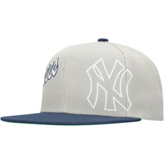 New York Yankees Knock Out Panel Snapback Hat - Gray | Mitchell & Ness