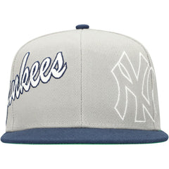New York Yankees Knock Out Panel Snapback Hat - Gray | Mitchell & Ness