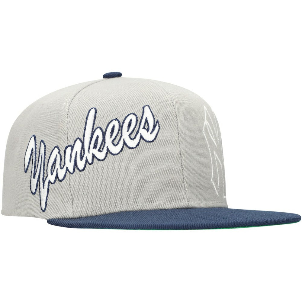 New York Yankees Knock Out Panel Snapback Hat - Gray | Mitchell & Ness