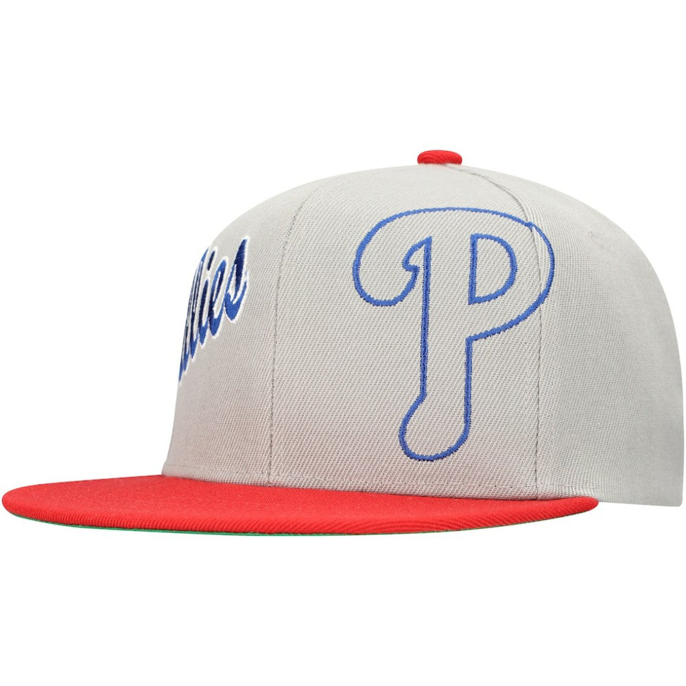 Philadelphia Phillies Knock Out Panel Snapback Hat - Gray | Mitchell & Ness