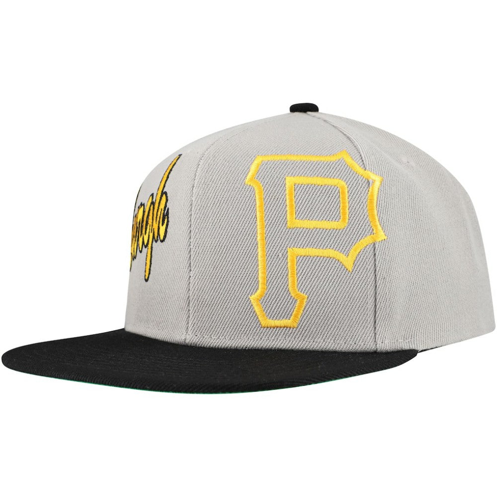 Pittsburgh Pirates Knock Out Panel Snapback Hat - Gray | Mitchell & Ness