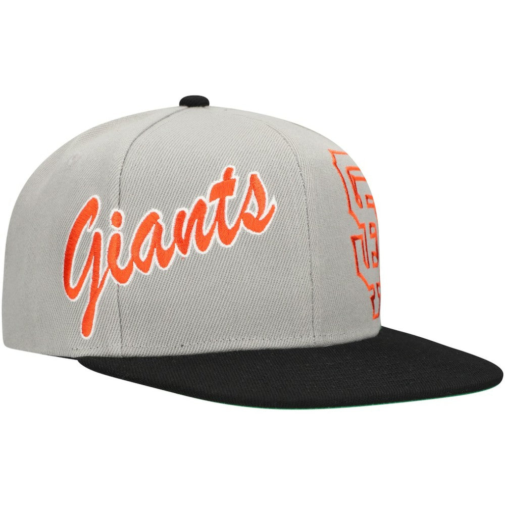 San Francisco Giants Knock Out Panel Snapback Hat - Gray | Mitchell & Ness