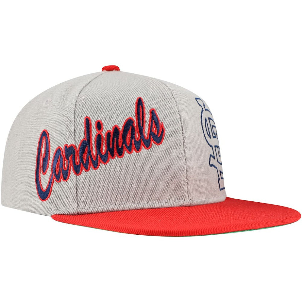 St. Louis Cardinals Knock Out Panel Snapback Hat - Gray | Mitchell & Ness