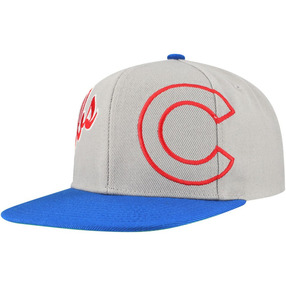 Chicago Cubs Knock Out Panel Snapback Hat - Gray | Mitchell & Ness