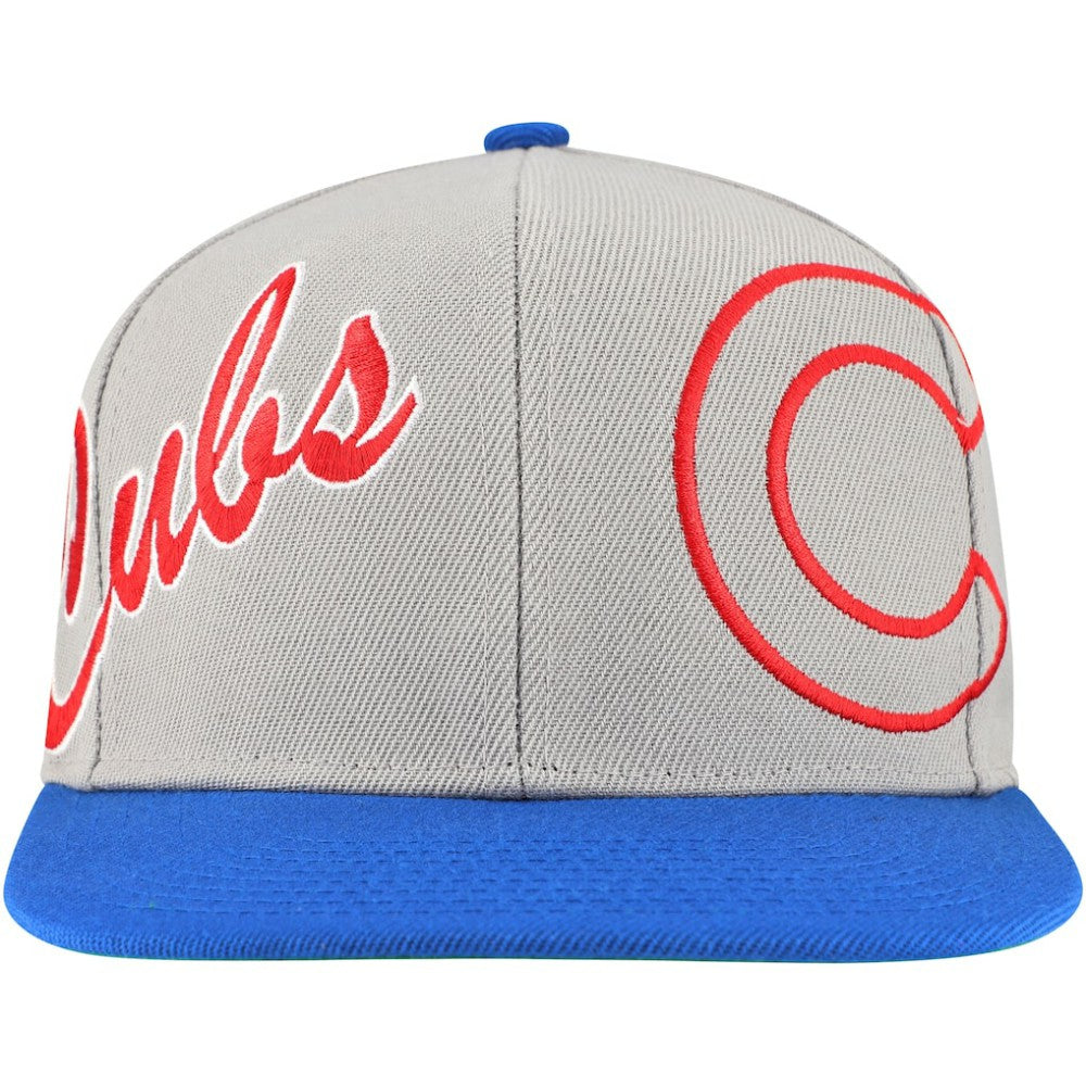 Chicago Cubs Knock Out Panel Snapback Hat - Gray | Mitchell & Ness