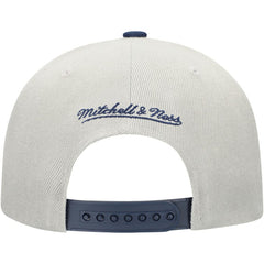 Atlanta Braves Knock Out Panel Snapback Hat - Gray/Navy | Mitchell & Ness
