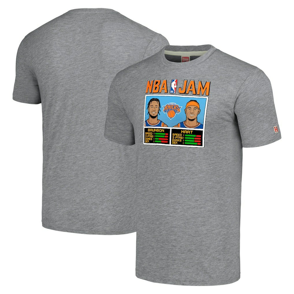 Jalen Brunson & Josh Hart New York Knicks Homage Unisex NBA Jam Tri-Blend T-Shirt - Gray outlet