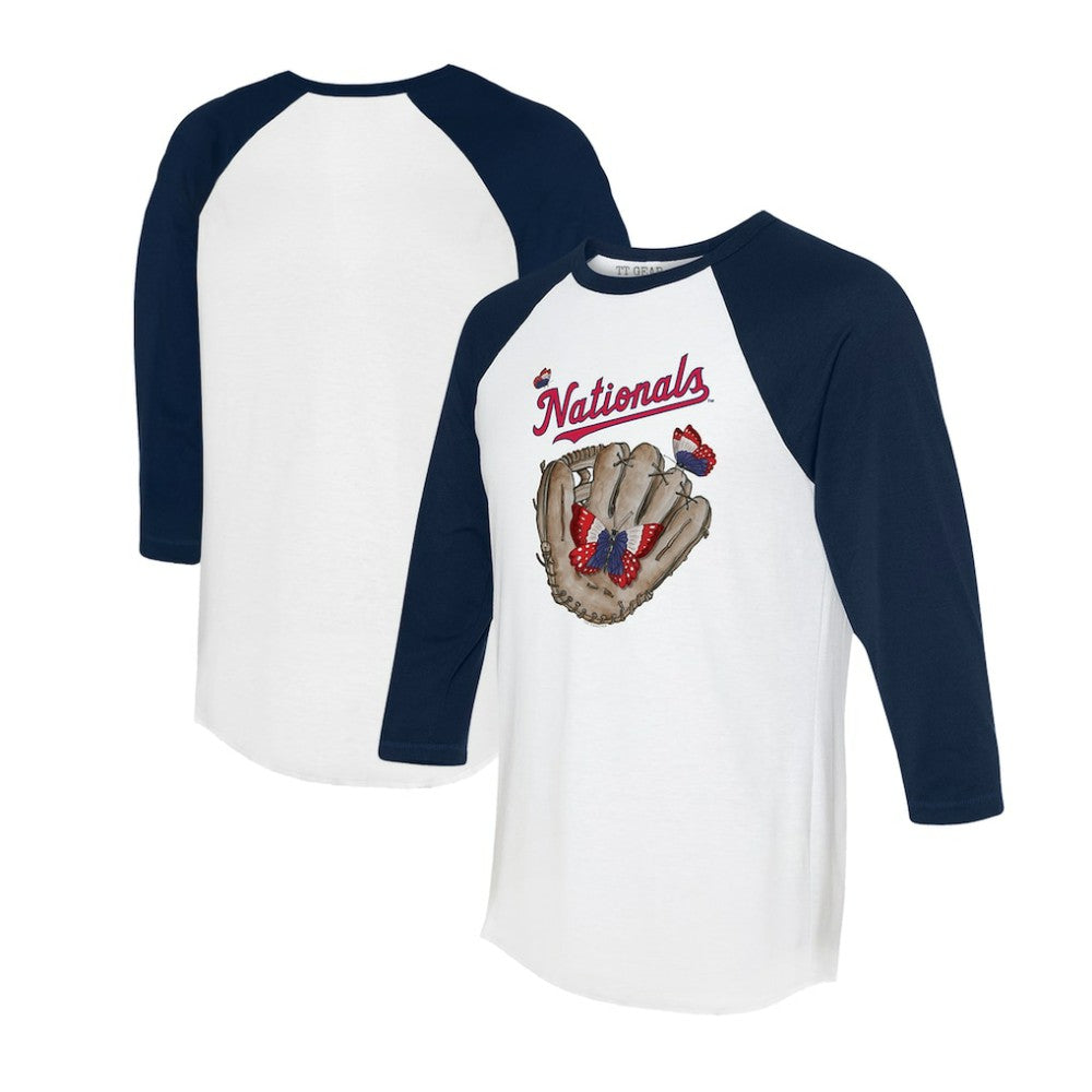 Washington Nationals Tiny Turnip Unisex Butterfly Glove 3/4-Sleeve Raglan T-Shirt - White/Navy