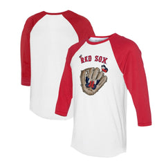 Boston Red Sox Tiny Turnip Unisex Butterfly Glove 3/4-Sleeve Raglan T-Shirt - White/Red