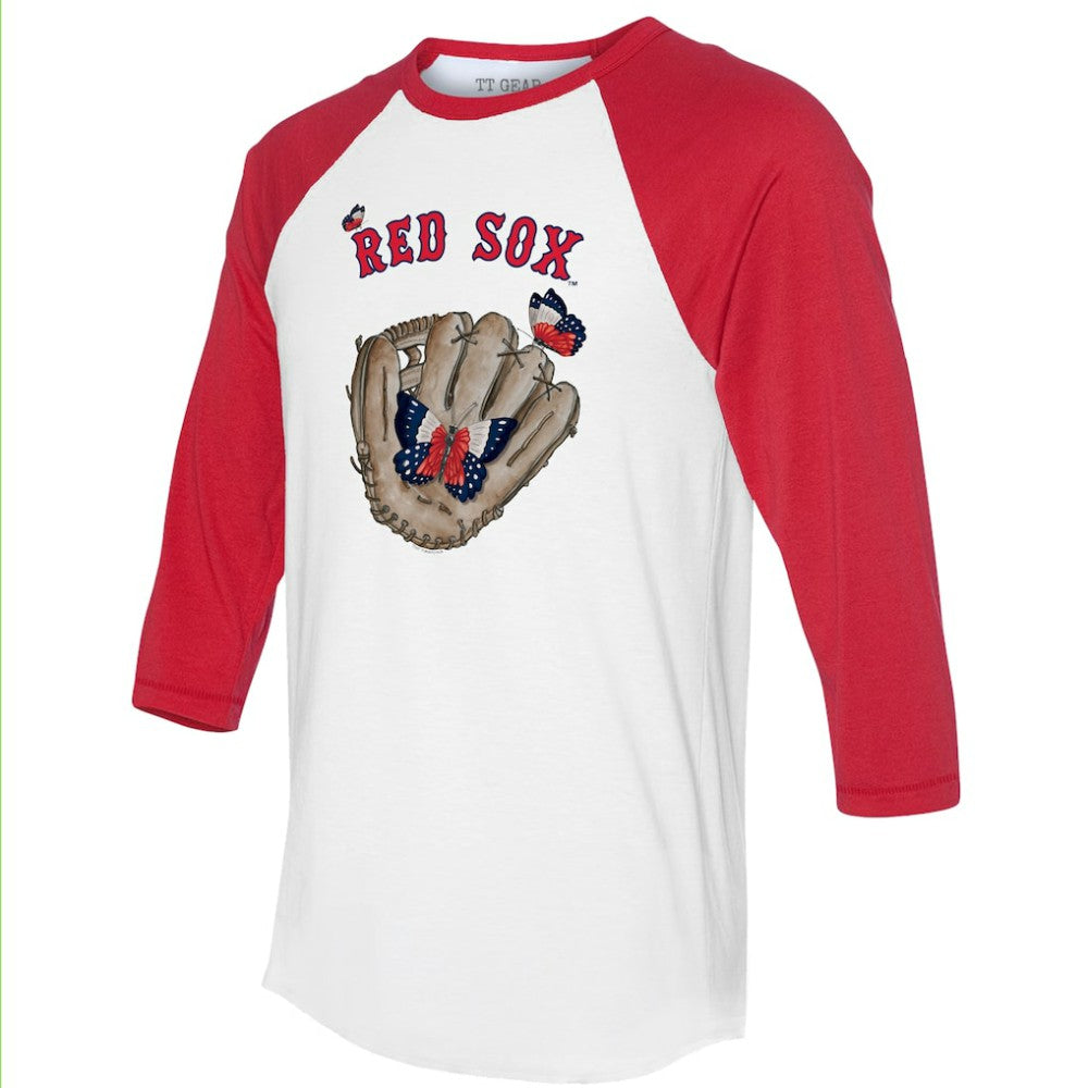 Boston Red Sox Tiny Turnip Unisex Butterfly Glove 3/4-Sleeve Raglan T-Shirt - White/Red