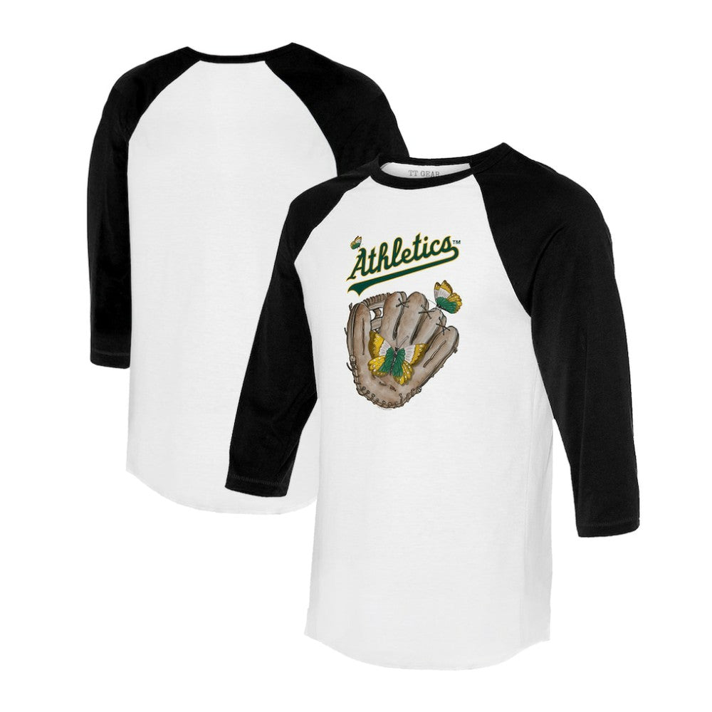 Athletics Tiny Turnip Unisex Butterfly Glove 3/4-Sleeve Raglan T-Shirt - White/Black