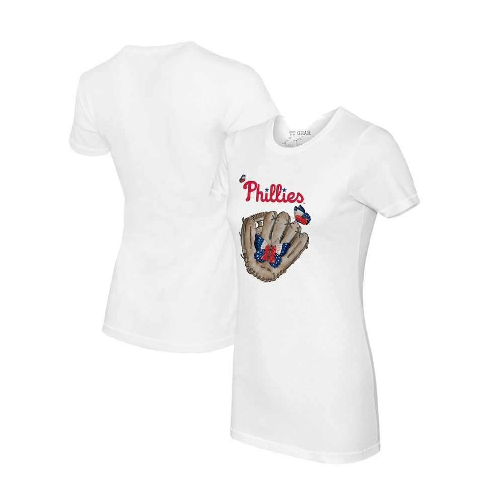 Philadelphia Phillies Tiny Turnip Women's Butterfly Glove T-Shirt - White