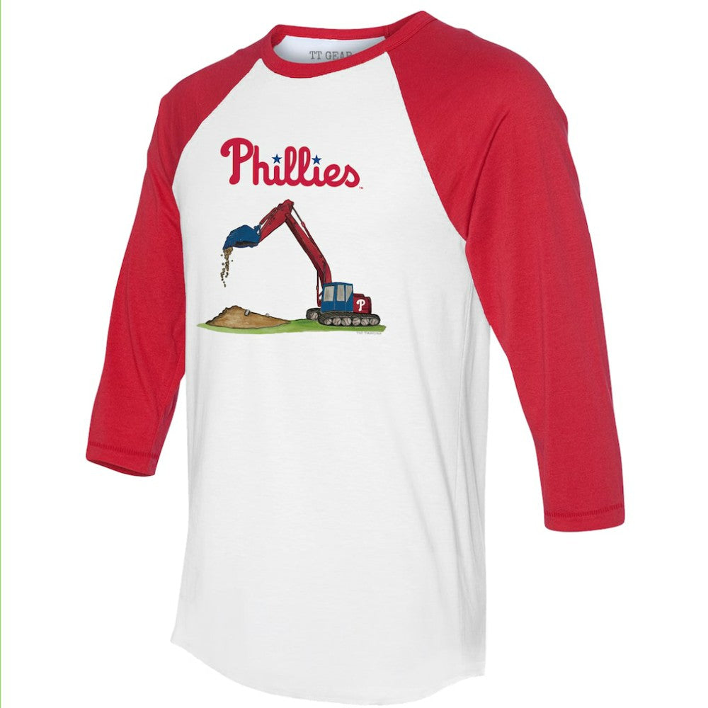 Philadelphia Phillies Tiny Turnip Unisex Excavator 3/4-Sleeve Raglan T-Shirt - White/Red