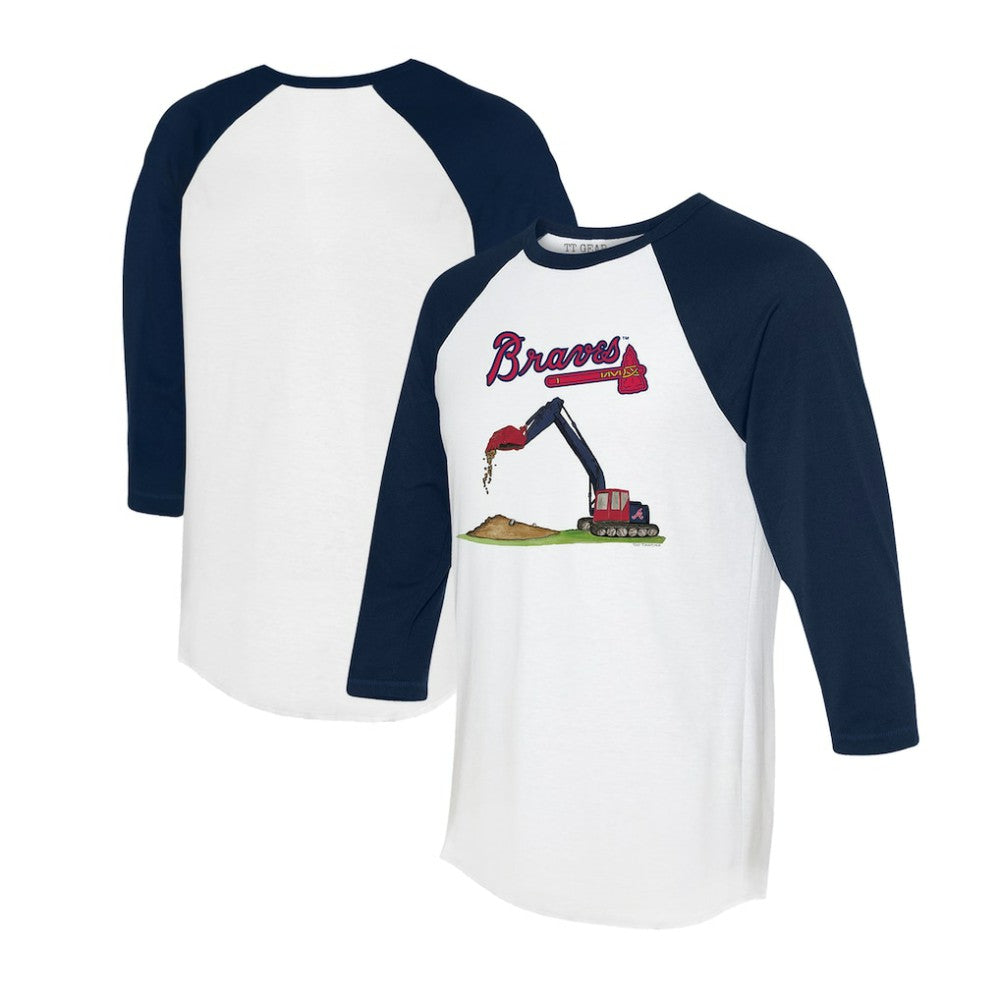 Atlanta Braves Tiny Turnip Unisex Excavator 3/4-Sleeve Raglan T-Shirt - White/Navy
