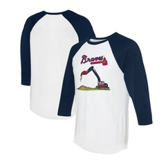 Atlanta Braves Tiny Turnip Unisex Excavator 3/4-Sleeve Raglan T-Shirt - White/Navy