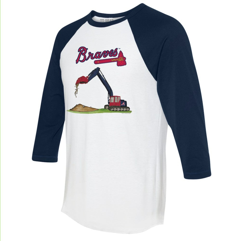 Atlanta Braves Tiny Turnip Unisex Excavator 3/4-Sleeve Raglan T-Shirt - White/Navy
