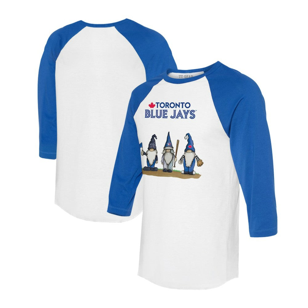Toronto Blue Jays Tiny Turnip Unisex Gnomes 3/4-Sleeve Raglan T-Shirt - White/Royal